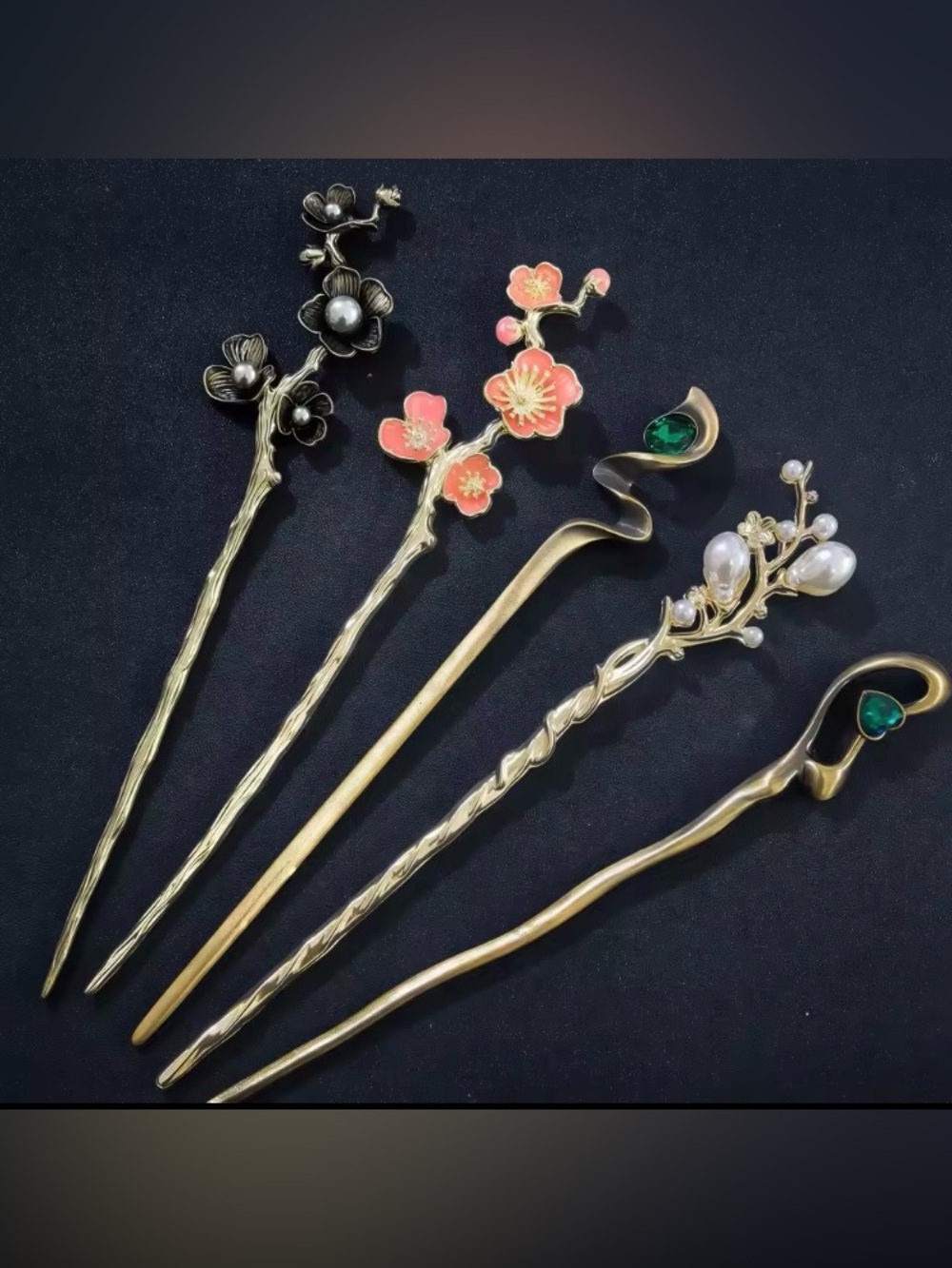 Elegant Floral pearl wing Metal Hair pin Sticks